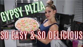 Gypsy Pizza Recipe  Gypsy Wife Life  Two Ingredient Pizza Dough EASY  AFFORDABLE MEAL IDEA [upl. by Kynthia]