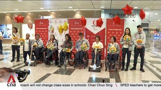 Singapores Paralympians return to warm welcome after landmark showing at Paris Games [upl. by Barr801]