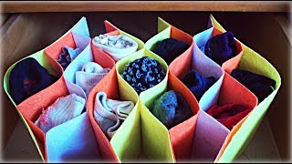 AMAZING IDEA TO ORGANIZE YOUR SOCKS  DRAWER ORGANIZER  EASY STORAGE LIFE HACKS [upl. by Miharba]