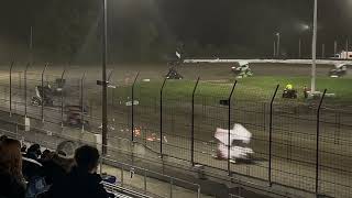 Crash of the Night Josh Rehberg and his lightning sprint get bumped in the final corner and go over [upl. by Nilre]