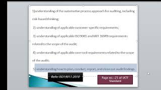 Internal Auditor Competency requirements as per IATF 16949 in Hindi [upl. by Sloane]