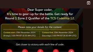 TCS CodeVita Season 12 Round 1 Zone 2 exam tcscodevita [upl. by Brande]