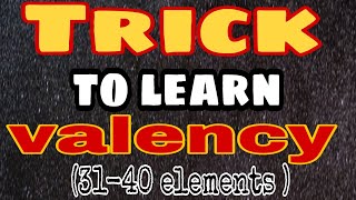 Valency Trick Trick to find valency of 31 to 40 elementsTrick to learn valency of 31 to 40 elements [upl. by Maro371]