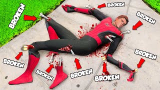 Breaking EVERY BONE As SPIDERMAN In GTA 5 Mods [upl. by Aikan]