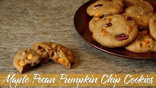 Autumn in a cookie  Maple Pecan Pumpkin Chip Cookies [upl. by Orsini378]