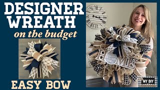 DESIGNER WREATH WITH A BIG BOW  DECO MESH WREATH TUTORIAL  BESTIE BOW TUTORIAL  NAUTICAL WREATH [upl. by Anyar]