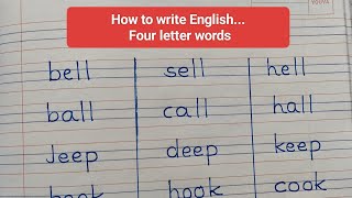 How to write English in four lines Four letter words rhyming words [upl. by Murat121]