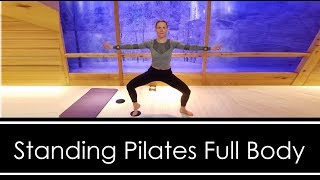 STANDING PILATES FULL BODY WORKOUT Gliders or Towel amp Dumbbells [upl. by Tatiana]