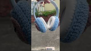 Crochet teddy bear headphone cover 🐻🐻 crochet handmade rajutpemula [upl. by Datnow]