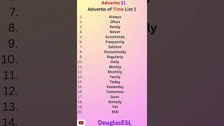 Adverbs 11 Adverbs of Time List 1 languagelearning english example adverbial examplesentence [upl. by Ydnam]