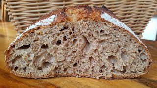 Delicious Airy Brown Sourdough Bread  Full Autolyse Overnight [upl. by Seward]