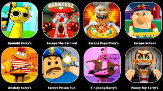 Sprunki Prison Run Escape The Carnival Funny Toy Barrys Escape Papa Pizzas Bingbong Barrys [upl. by Roseanna]