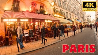 Paris France Evening Christmas walk  4K Walking Tour [upl. by Hackett368]