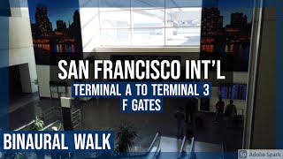 San Francisco International Airport  SFO Intl Terminal A to Terminal 3 F Gates  Binaural Walk [upl. by Sissy680]