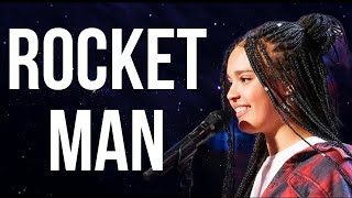 Sara James  Rocket Man Lyric Videoby Elton John  STUNNING Performance  AGT 2022 [upl. by Yeznil]