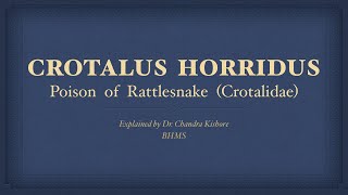 Crotalus Horridus  Allen’s Keynotes  Well Explained [upl. by Ivar]