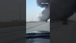 Video Shows Tanker Fire Under I95 Overpass That Caused Several Lanes To Collapse [upl. by Camarata]