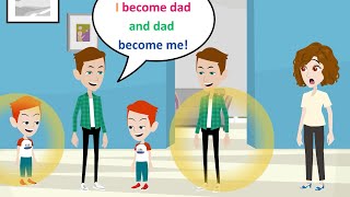 Lucas and his father swap body  Animated English Funny Story  Lucas English [upl. by Fisher596]