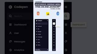 Interactive Sidebar UI Collapsible amp Smooth Effects  CodePen Link in Description 🔥 Shorts [upl. by Maddalena]