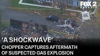 EXPLOSION AFTERMATH Blast destroys Michigan home leaves trail of damage [upl. by Reine]