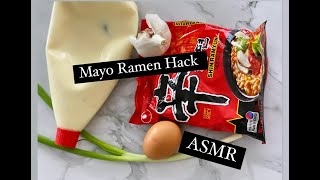 Mayo Ramen Nongshim Shin Ramyun instant noodle  ASMR  Kewpie mayo and garlic hack [upl. by Fezoj302]