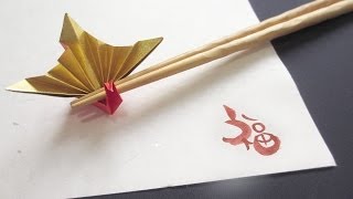 How to ORIGAMI Celebration crane  折り紙箸置き正月祝い鶴 [upl. by Eniamrej]