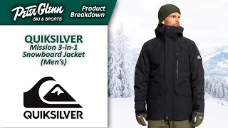 Quiksilver Mission 3in1 Snowboard Jacket Mens  W2223 Product Breakdown [upl. by Shorter]