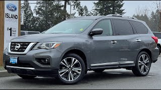 2019 Nissan Pathfinder Platinum  Moonroof Trailer Hitch 4WD Review  Island Ford [upl. by Aineles]