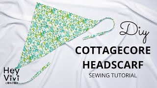 Cottagecore headscarf sewing tutorial beginner friendly diy [upl. by Dnalyaw]