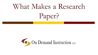 What Makes a Research Paper [upl. by Trebor]