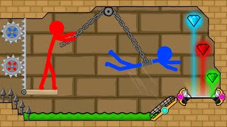 Watergirl and Fireboy Stickman animation Light Temple Diamond Parkour 2 [upl. by Amesari]