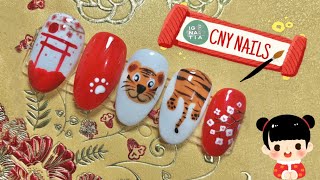 CNY Nail Art  Chinese New Year Nail Art [upl. by Elledoj]