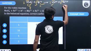 For the redox reaction MnO4Fe2H Mn2Fe3H2O In the balanced equation correct coeffi [upl. by Alyson]