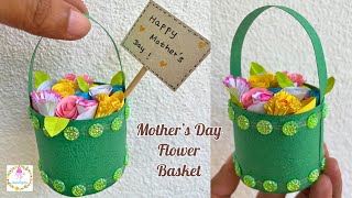 DIY How to make Paper Flower Basket for Mothers Day  Mothers Day Gift Idea  Mothers Day Crafts [upl. by Yleik]