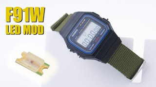 Casio F91W Led Modification and Nato Strap Adapter [upl. by Fax290]