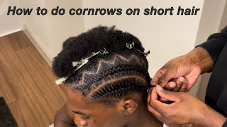 How to cornrow mens short hair Tips to getting clean parts [upl. by Ttessil685]