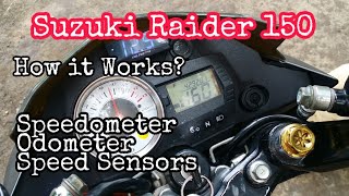 How it Works Speedometer Odometer Digital Panel  Speed sensor test  Suzuki Raider 150 Motorcycle [upl. by Nahtanoy]