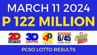 Lotto Result March 11 2024 9pm PCSO [upl. by Ahtekahs]