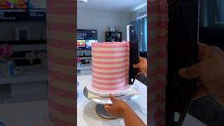 STRIPED PINK BUTTERCREAM CAKE cake decoration cakeshorts [upl. by Ennaylil]