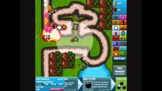 Bloons Tower Defense 4 Walkthrough Track 2  HARD  No Roadspikes  No Lives lost [upl. by Rozella]