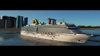 Ship SimulatorCruise ship leave Marina Bay Cruise Centre Singapore [upl. by Herschel827]