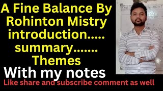 A Fine Balance by Rohinton Mistry introduction Summary Thesis [upl. by Carrelli524]