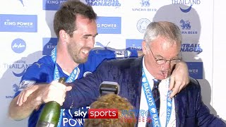 Leicester players gatecrash Claudio Ranieris press conference to celebrate title win [upl. by Malarkey881]