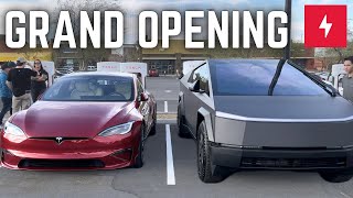 Supercharger Grand Opening Event Hosted by Tesla [upl. by Ayalat]