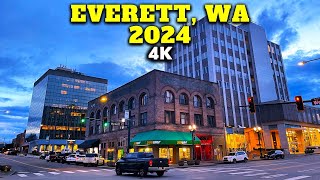 EVERETT Washington  Beautiful 4K Driving Tour In The Evening 🇺🇸 [upl. by Loeb]