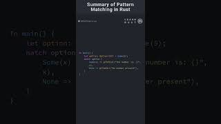 Summary of Pattern Matching in Rust coding rust programming rustprogramming programminglanguage [upl. by Aisiat]