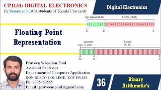 DIGITAL ELECTRONICS – LECTURE 36 – IEEE STANDARD 754 FLOATING POINT REPRESENTATION  BCA SEM1 [upl. by Ahsein]