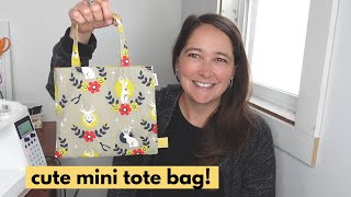 How to sew a cute mini tote bag  beginner friendly sewing project [upl. by Gorrono]