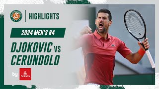 Djokovic vs Cerundolo Round 4 Highlights  RolandGarros 2024 [upl. by Blas]