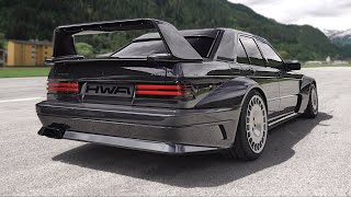 NEW MercedesBenz 190E EVO II restomod by HWA feat 30 twin turbo V6 sound  Accelerations StartUp [upl. by Einafit159]